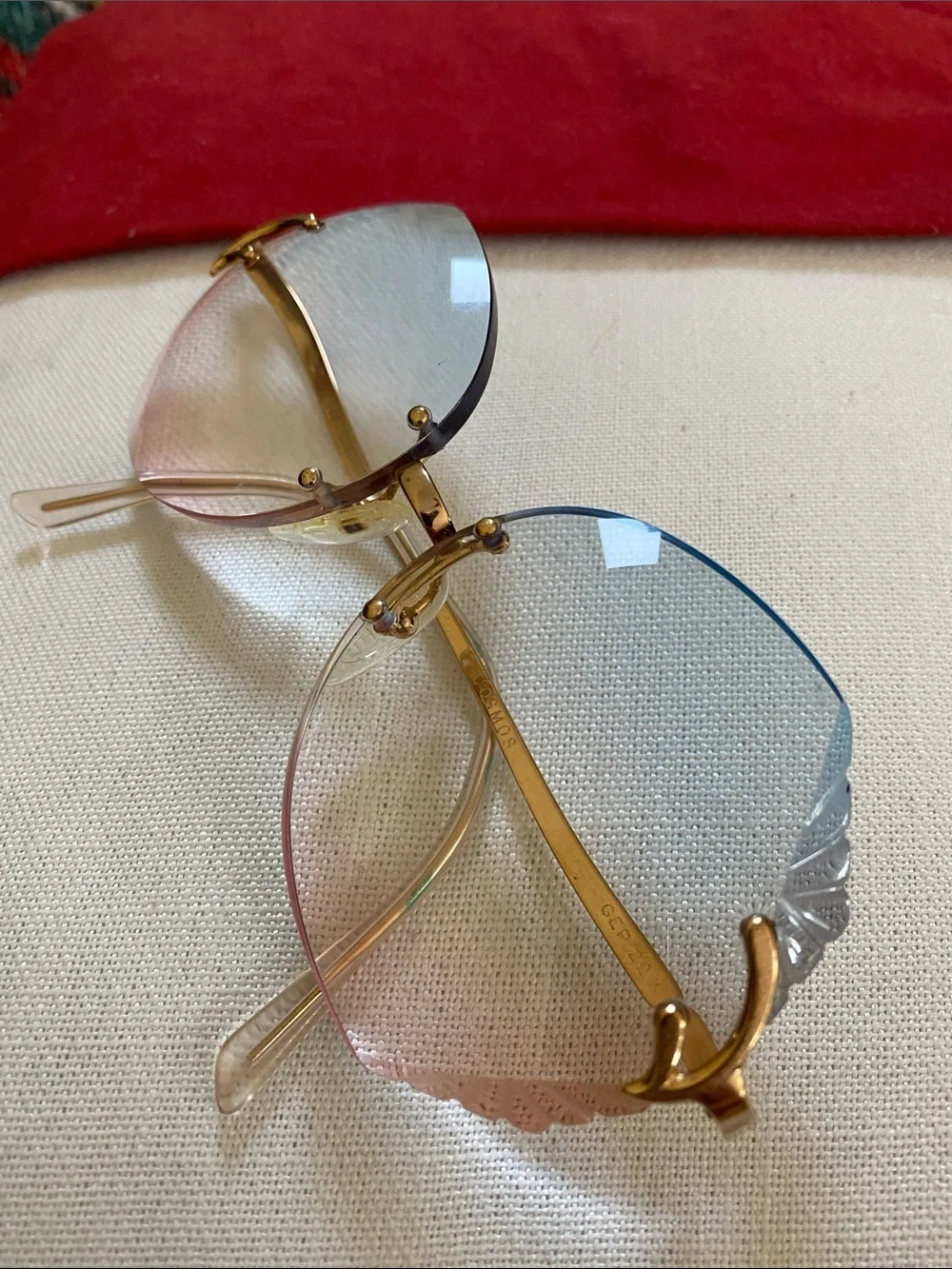 France Gold GEP 22 KTS Multi Facets Blue To Pink Graduated Lenses Rx Glasses